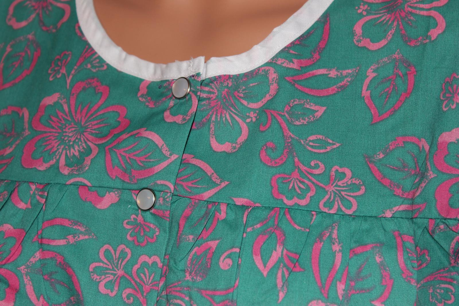 NEW EASY ESSENTIALS SNAP SMOCK COBBLER APRON TROPICAL FLORAL M L 1X 2X 3X 4X