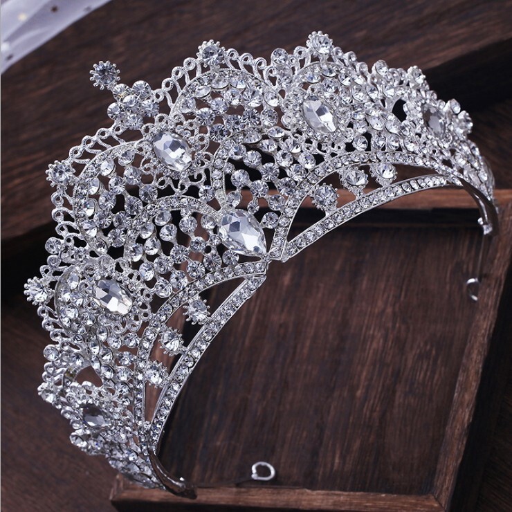 9cm High Luxury Large Crystal Wedding Pageant Prom Tiara Crown For Women