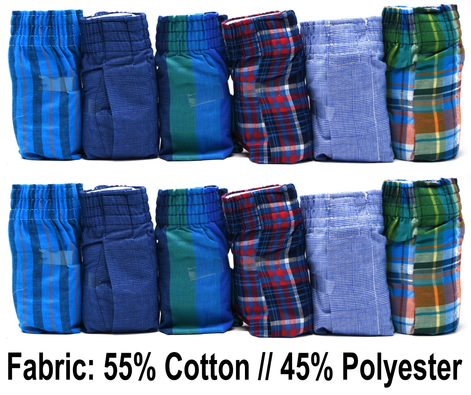 12 Plaid and Stripe XL 40-42 Inch Boxers Fruit Of The Loom EG 102-107 CM