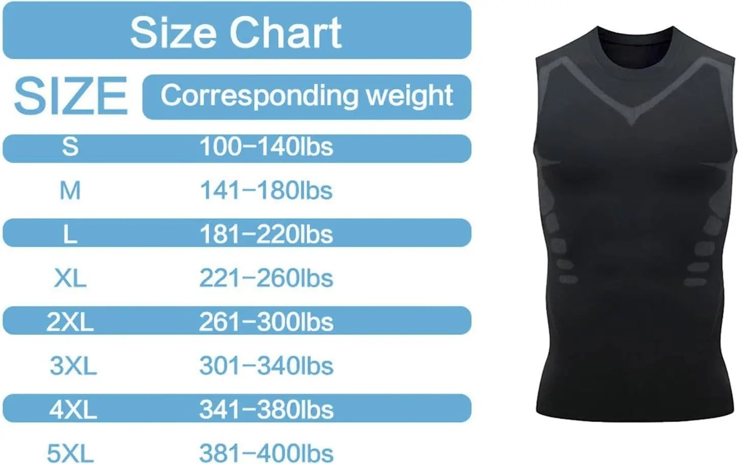 Men Compression Shirt Version Ionic Shaping Sleeveless Vest Sport Tank Top S-3XL