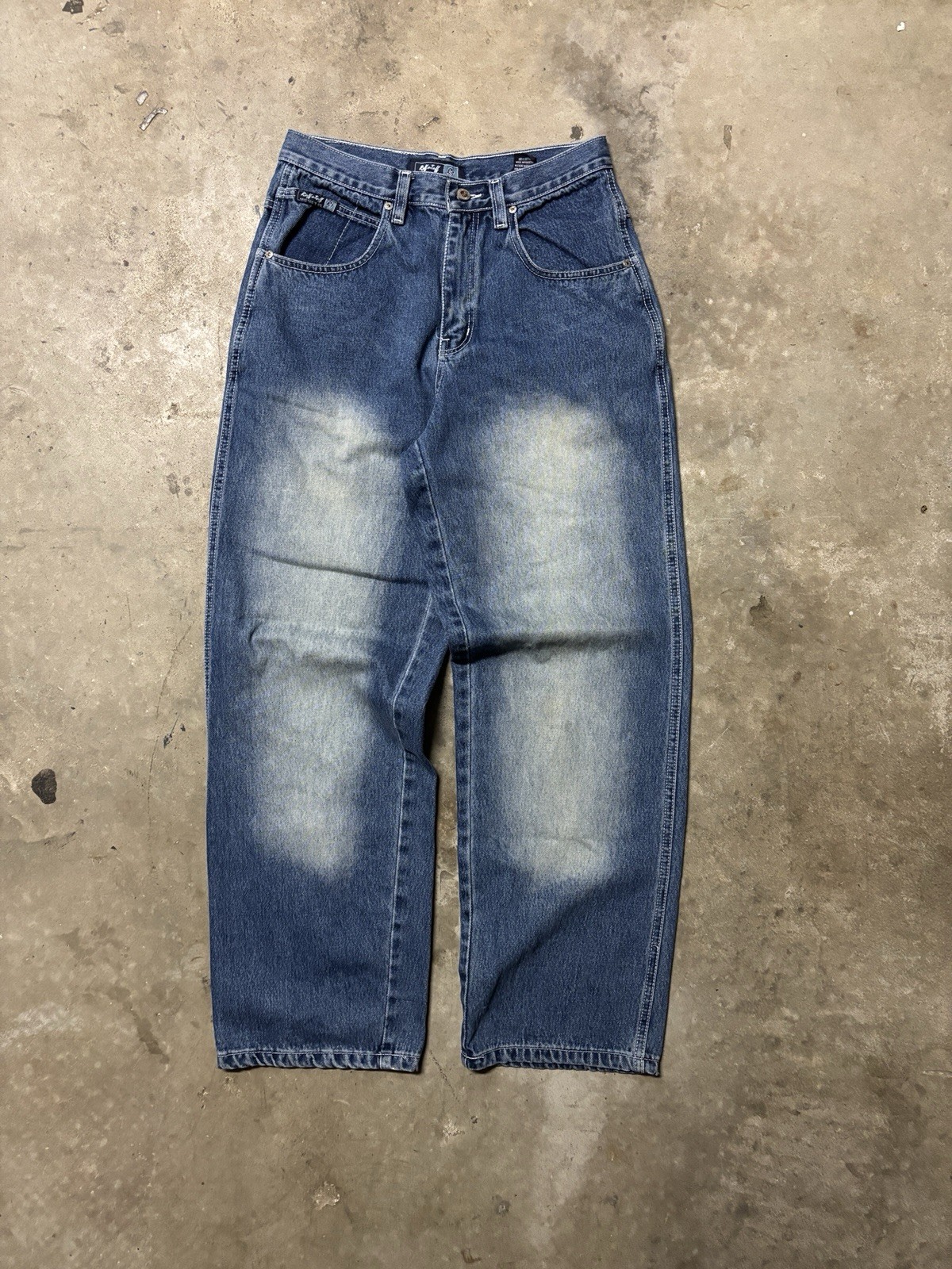 Vintage 30×32 Y2K Baggy Raffaleff American Fashion Blue Denim Jeans Skate