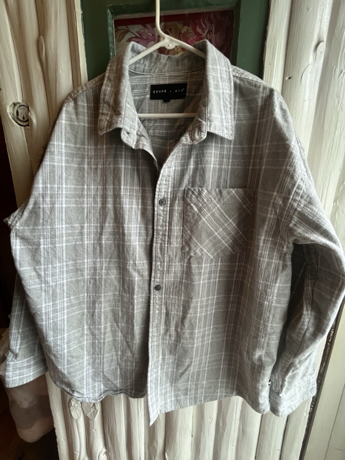 Edgar Ash Gray Plaid Flannel Shacket Sz L