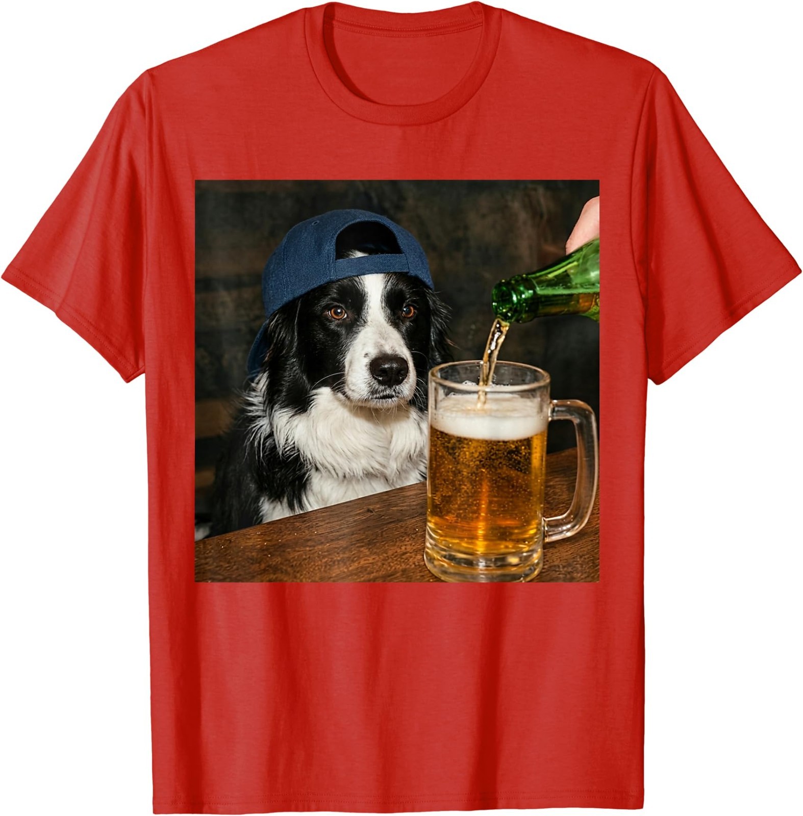 Border Collie Drinking Beer Funny Dog Meme T-Shirt