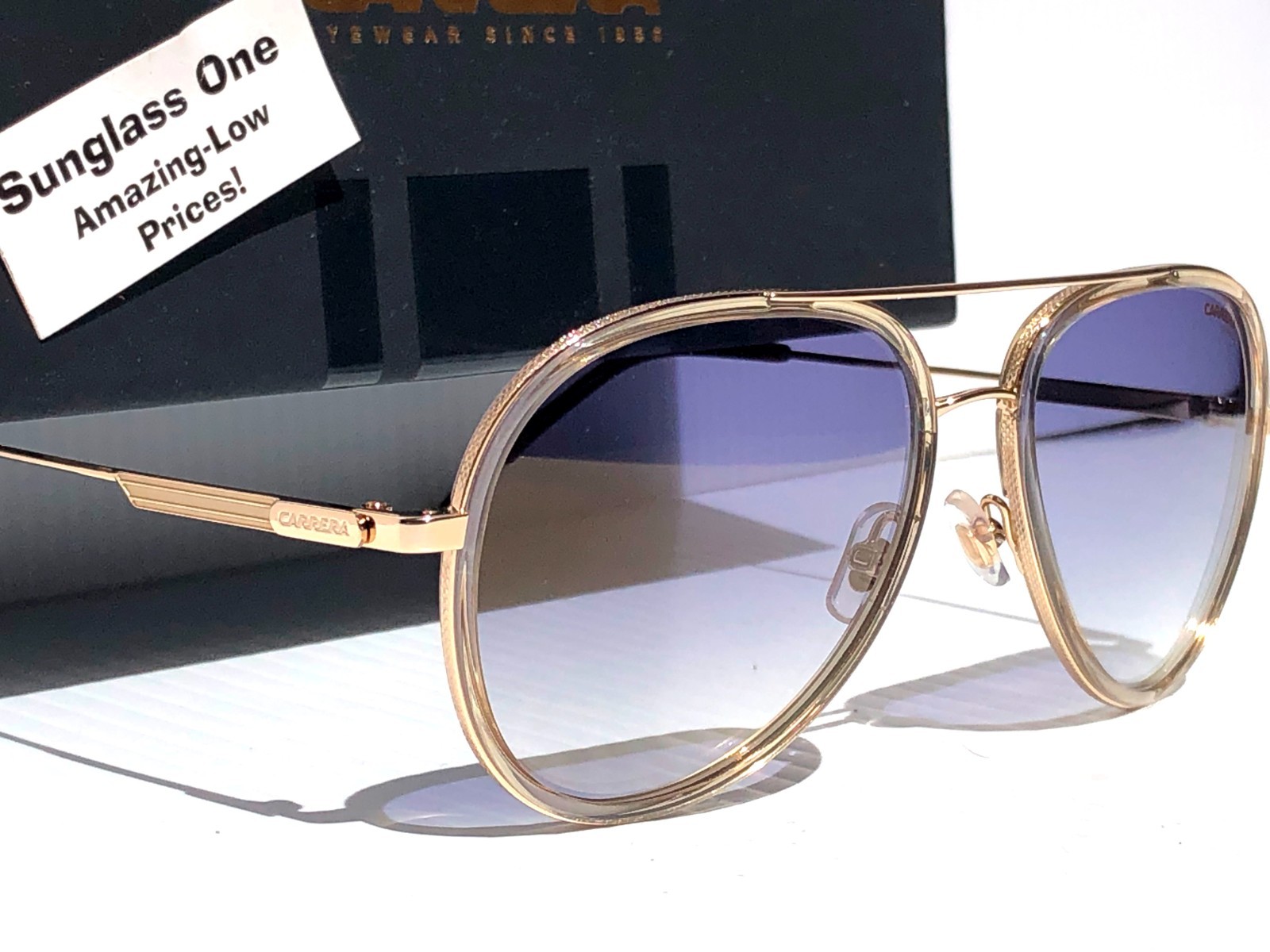 CARRERA Gold Gradient Champagne Blue Fade Lens Sunglass 1044/S HAM1V