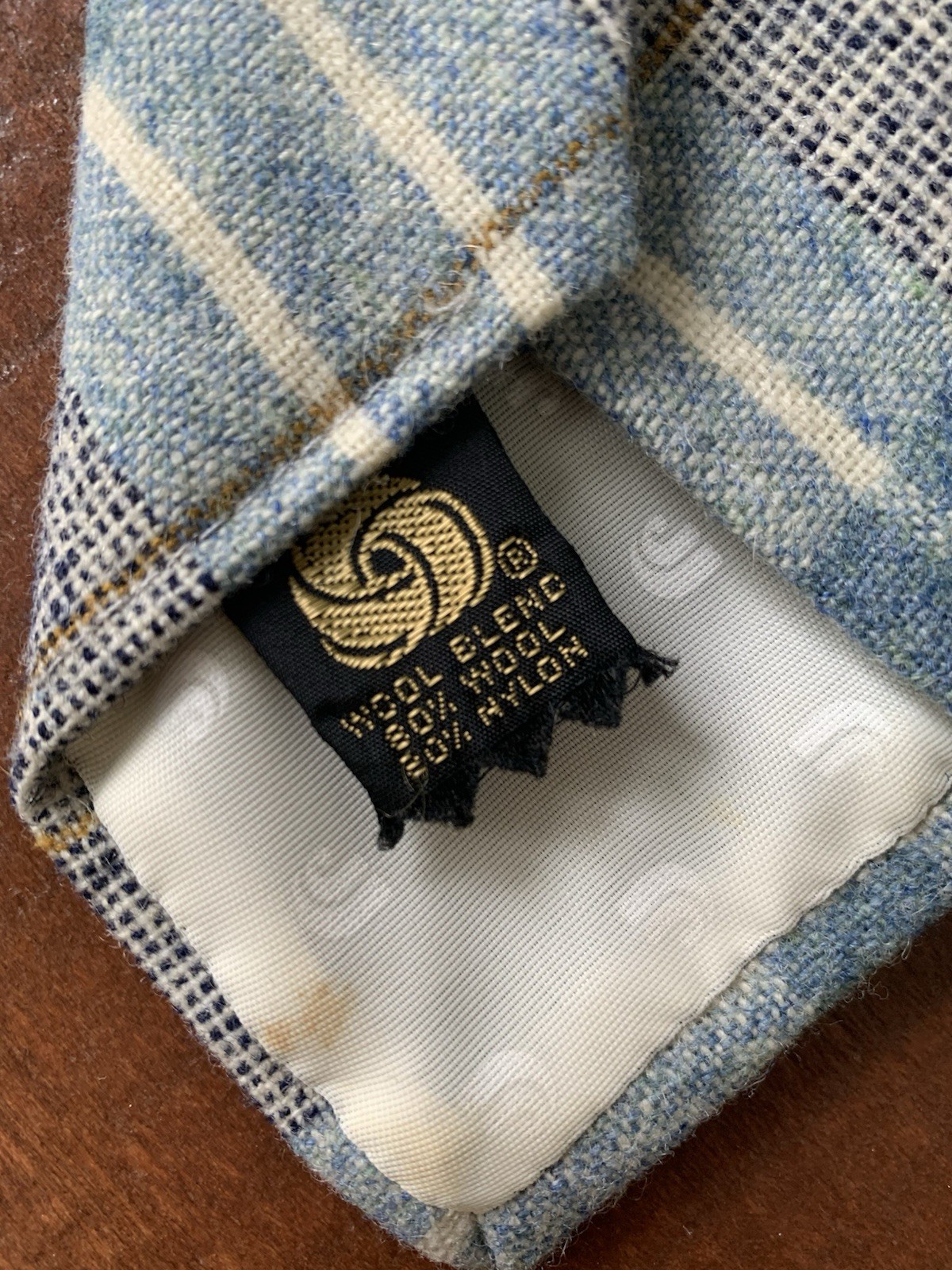 Men’s Vintage Necktie Plaid Wool Blend Shades of Blue Fathers Day Old Money Tie
