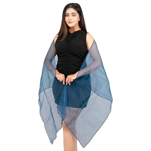 FYNITE Sheer Organza Shawls and Wraps for Women – 79″x21″ Inches Dark Teal