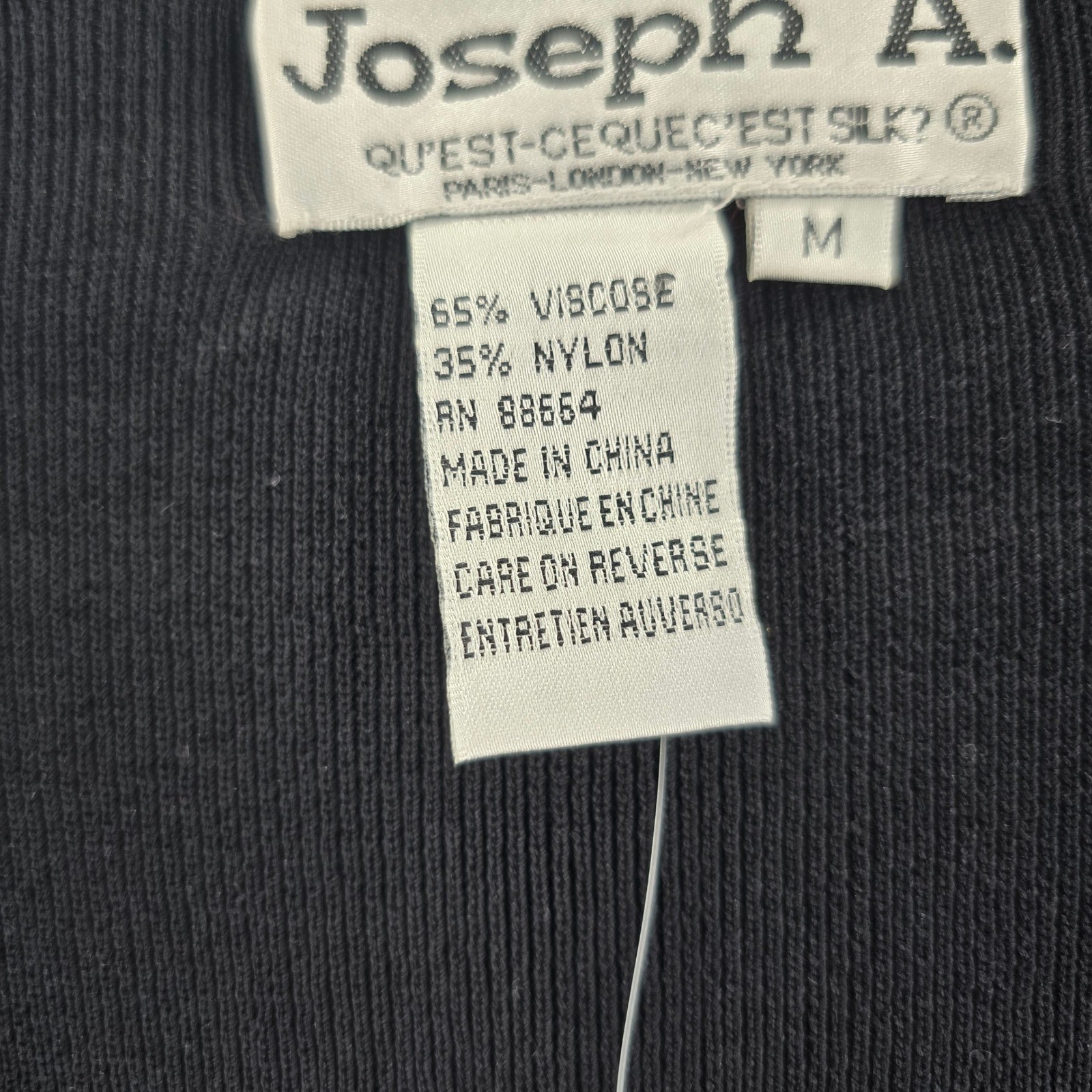 Joseph A. Sweater Womens M Top Black V-Neck Faux Wrap Buckle 33327M