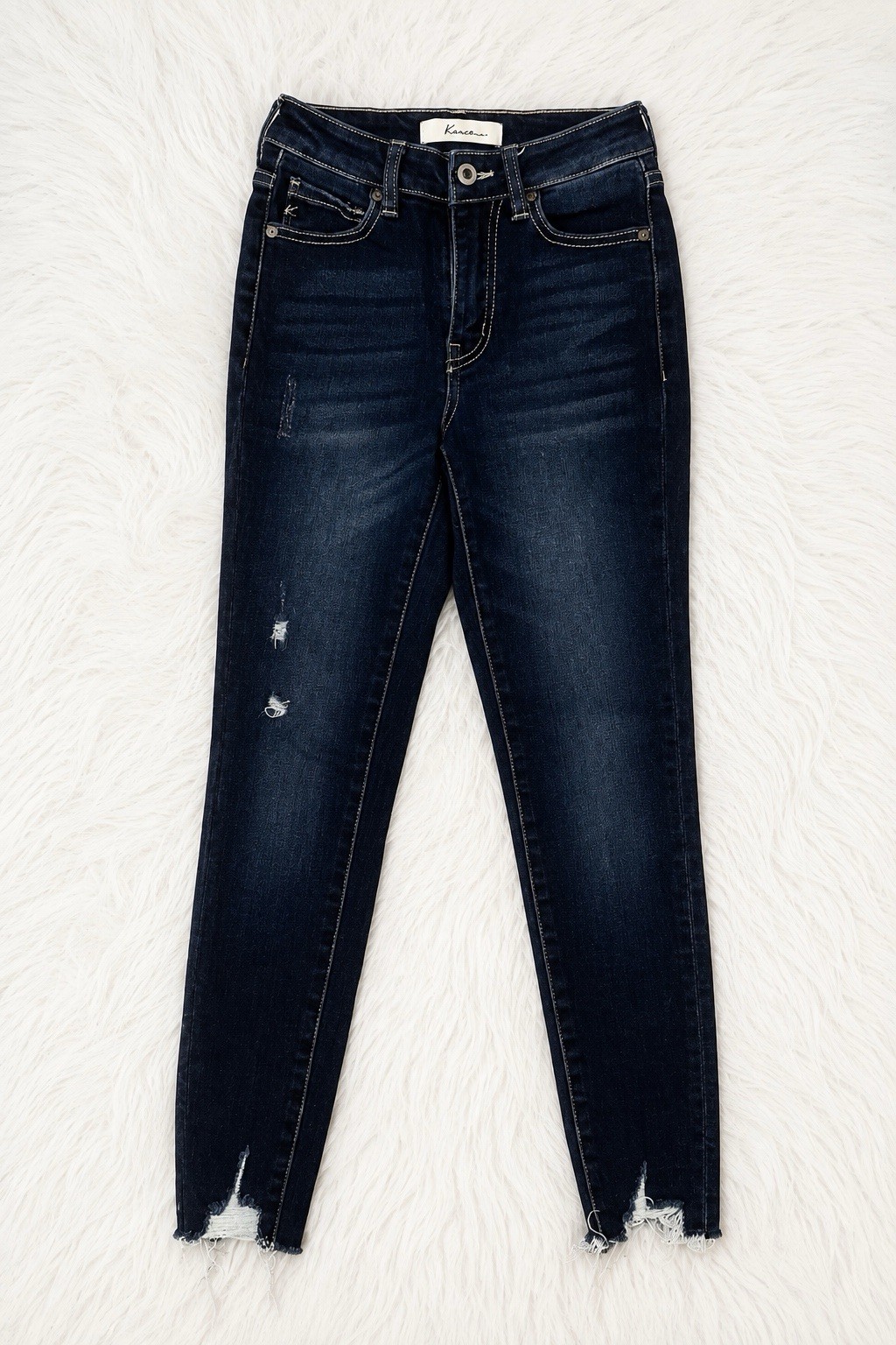 Kancan High Rise Dark Wash Distressed Skinny Jeans Size 0/23