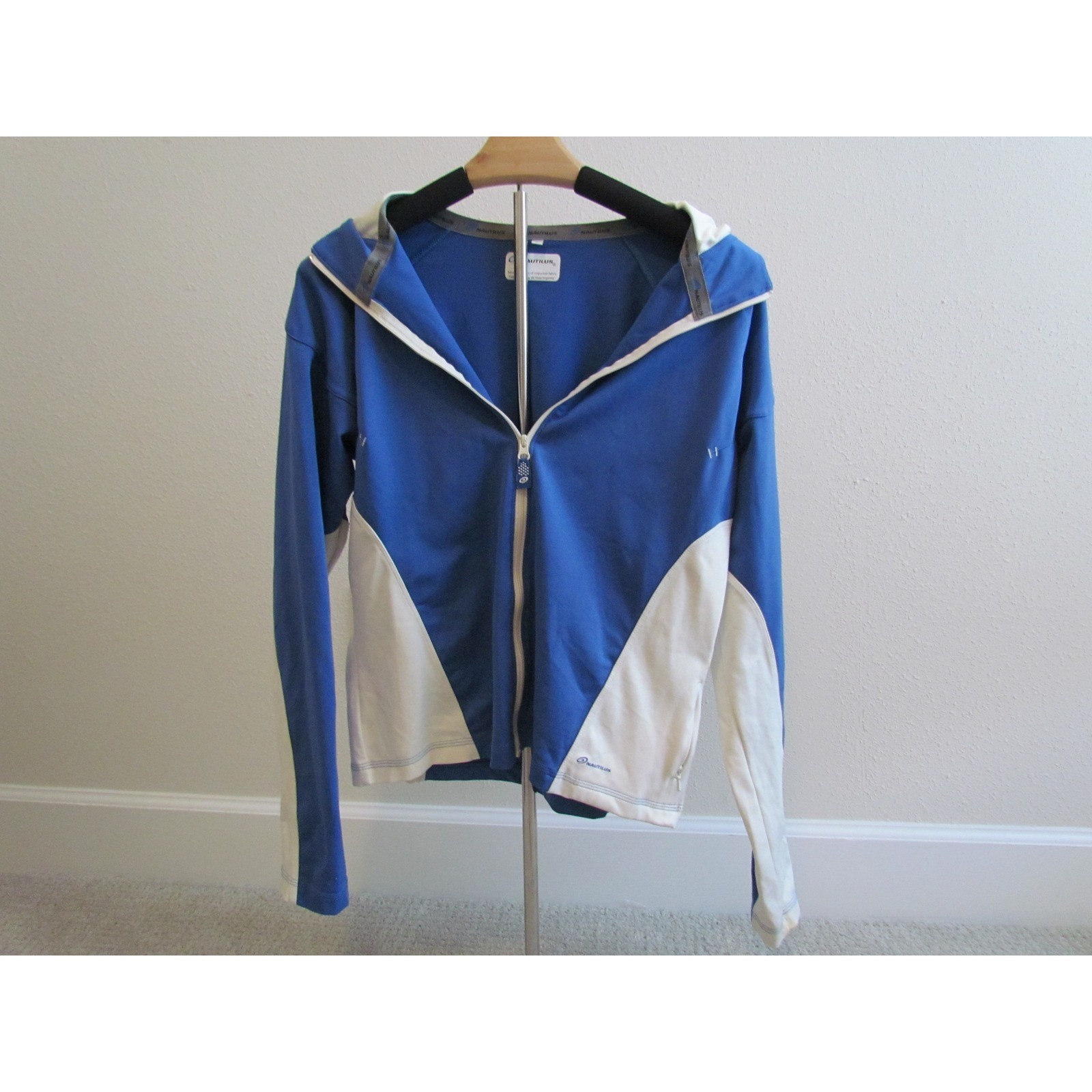 Nautilus Full Zip Hoodie Large Blue White Colorblock Y2K Sporty Track Jacket