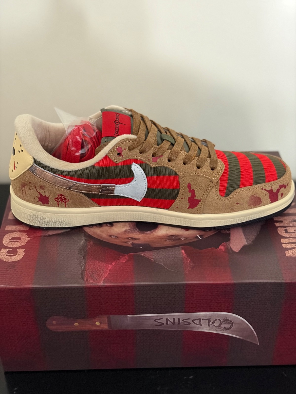 ColdSins Nightmares Custom Jordan 1 Low, Freddy vs Jason Size 10 – In-hand