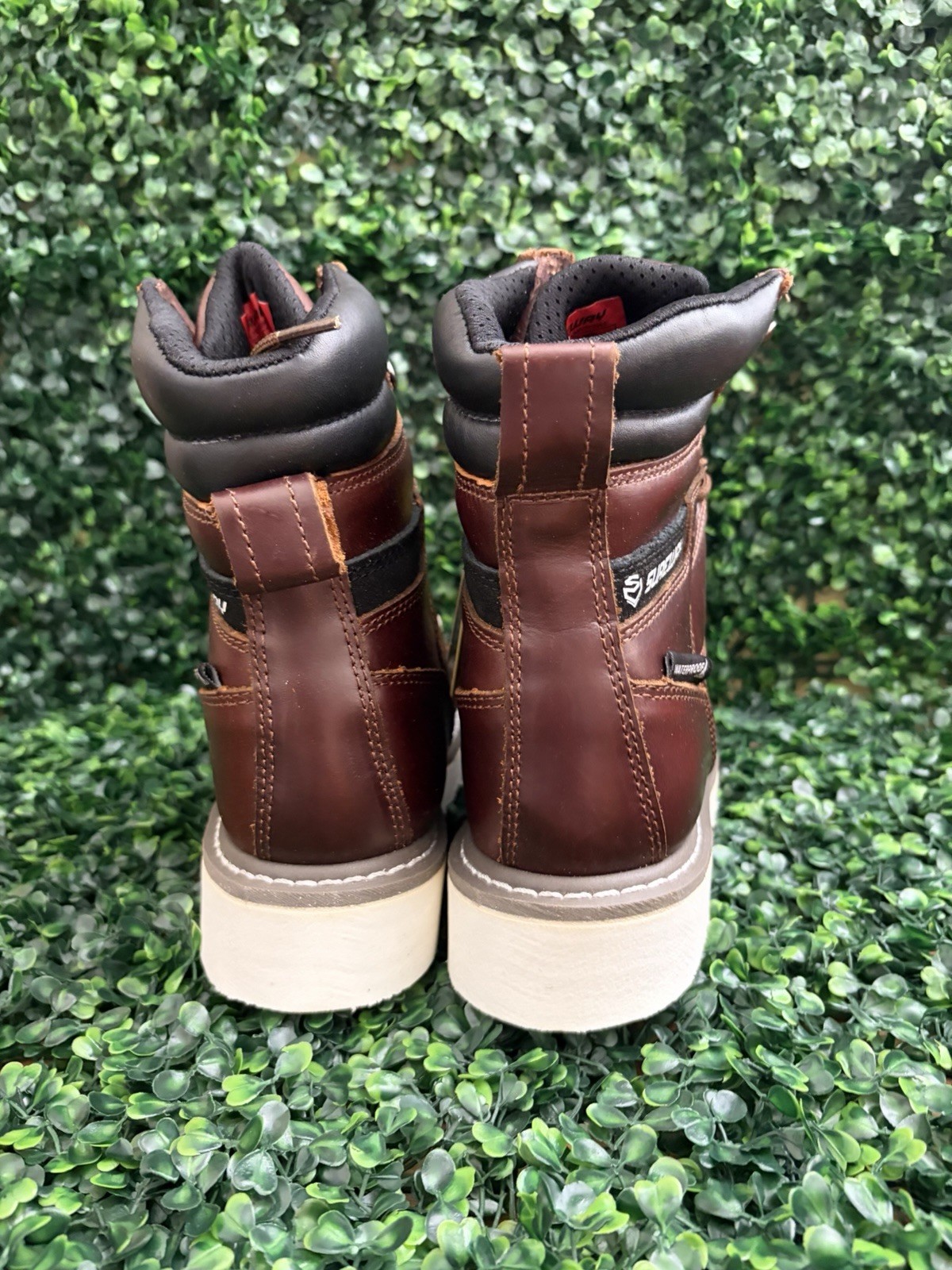 SUREWAY Waterproof Soft Toe Red/Wine Leather Work Boots 619-WP Mens Size 8.5