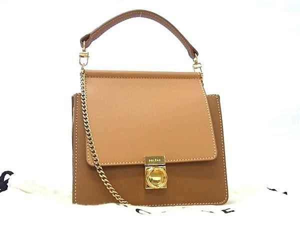 POLENE Numero Sept Leather Chain 2WAY Crossbody Shoulder Bag Handbag Brown FS467