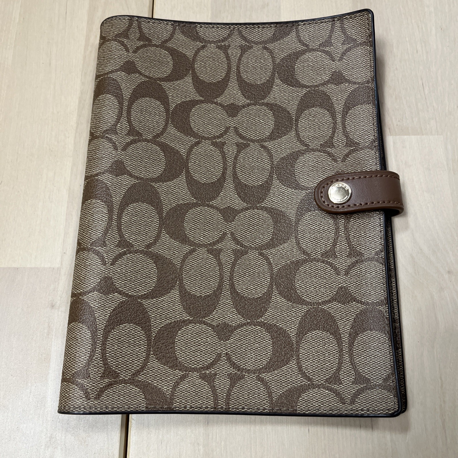 Coach Printed Coated Canvas & Vachetta Leather Print Brown & Tan Journal Cover