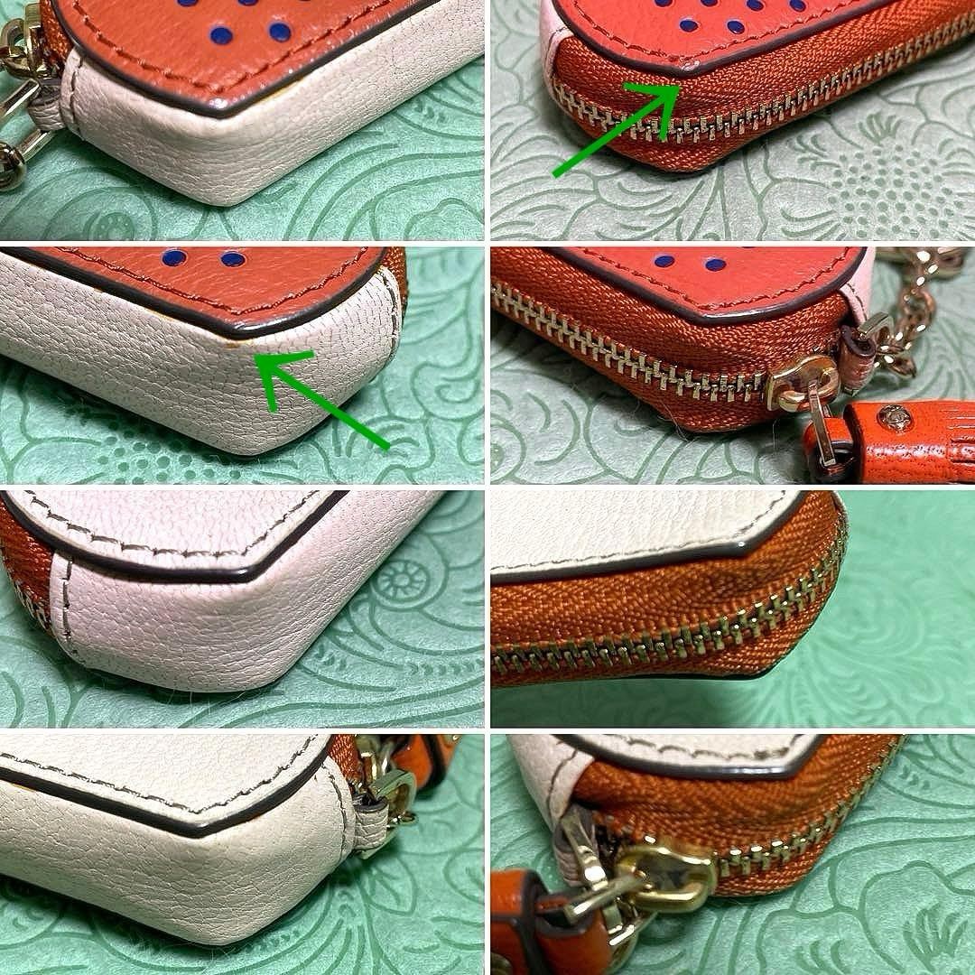 Anya Hindmarch Plaster Charm Coin Case OUCH Band-Aid Motif Muted Orange Leather