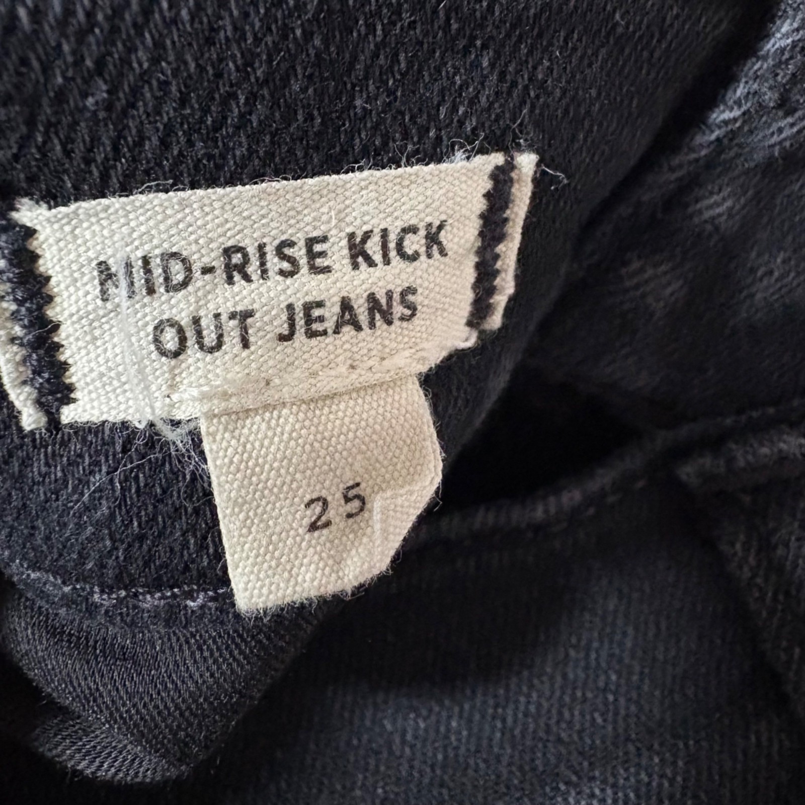 Madewell Mid-Rise Kick Out Jeans Black Flared Stretch Womens SZ 25 X26.5IN