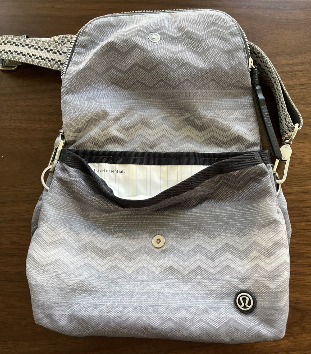Lululemon Party Om Crossbody Messenger Gorpcore Festival Purse Gray Zig Zag