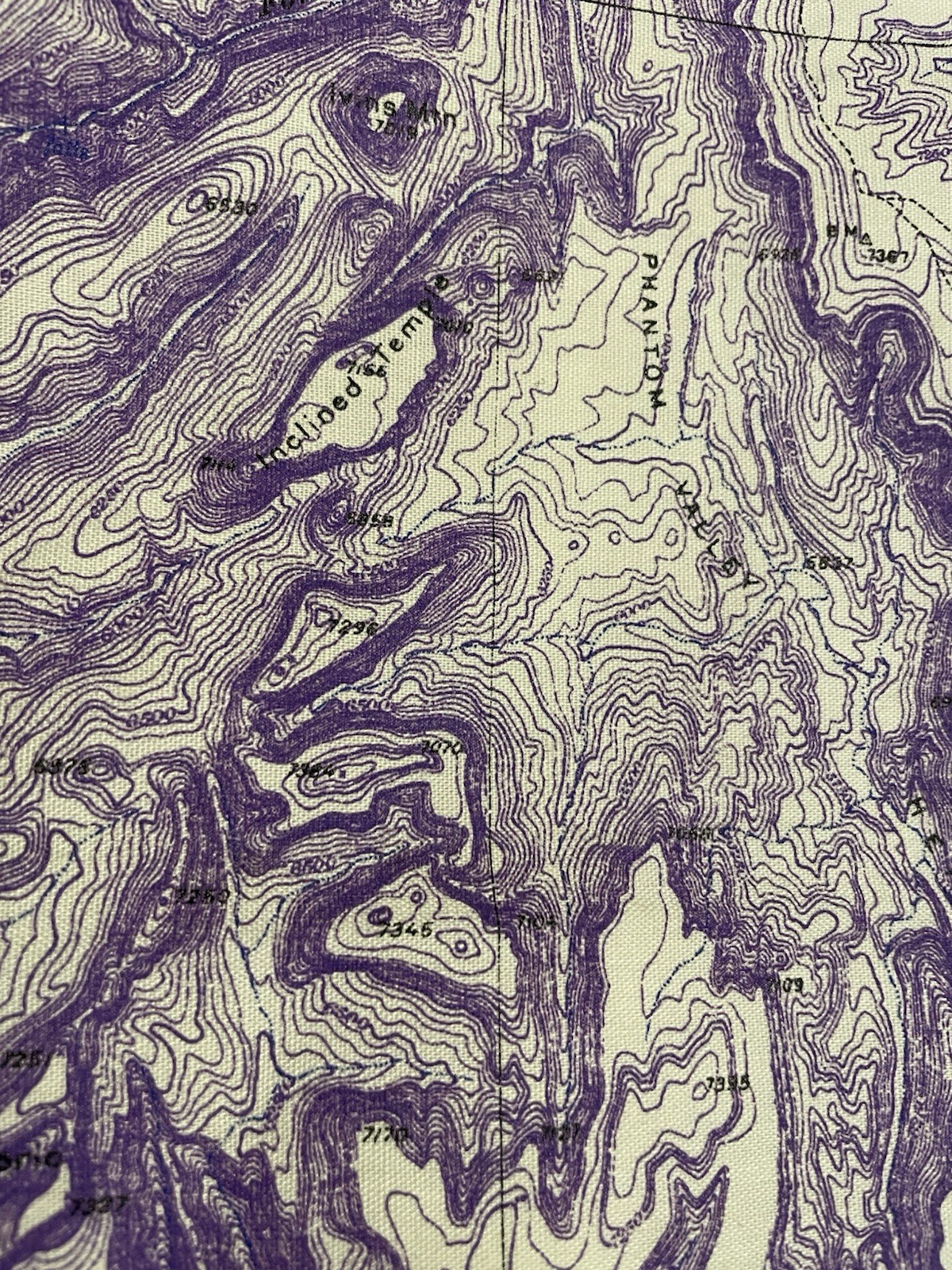 VINTAGE BandanaMap Zion National Park 21″ x 22″ Topographical Map Purple & Beige