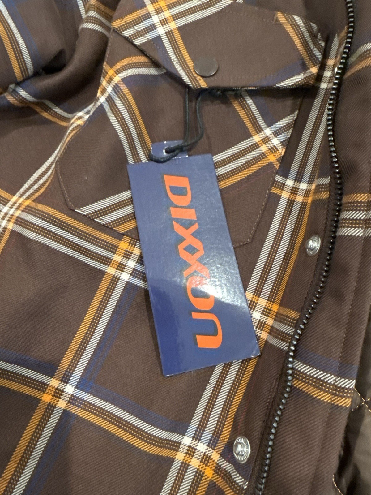 Dixxon Snap on Flannel jacket medium Mens Yellow Brown Plaid