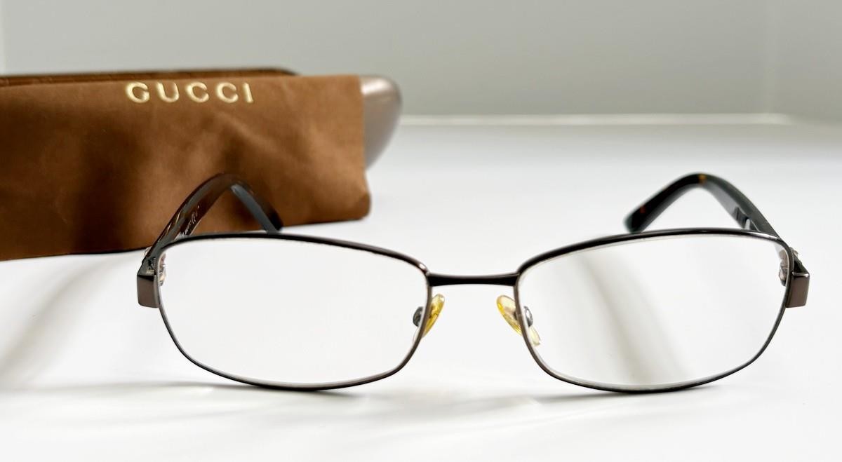 Gucci GG2893 X6D Brown Havana Metal Tortoise Eyeglass Frames Italy 50-15-135