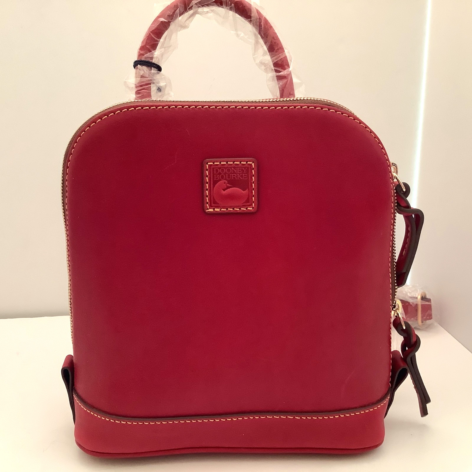 Dooney & Bourke Florentine Red Small Zip Pod Backpack New