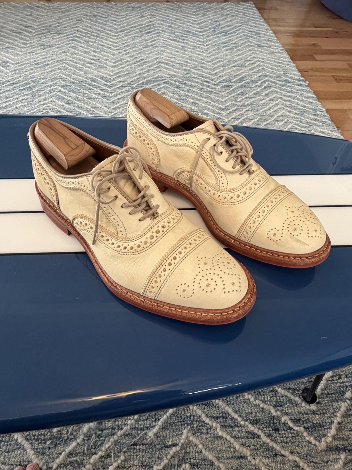 Allen Edmonds Strandmok Men’s Leather Oxford, Ivory/Bone, Size 7.5D