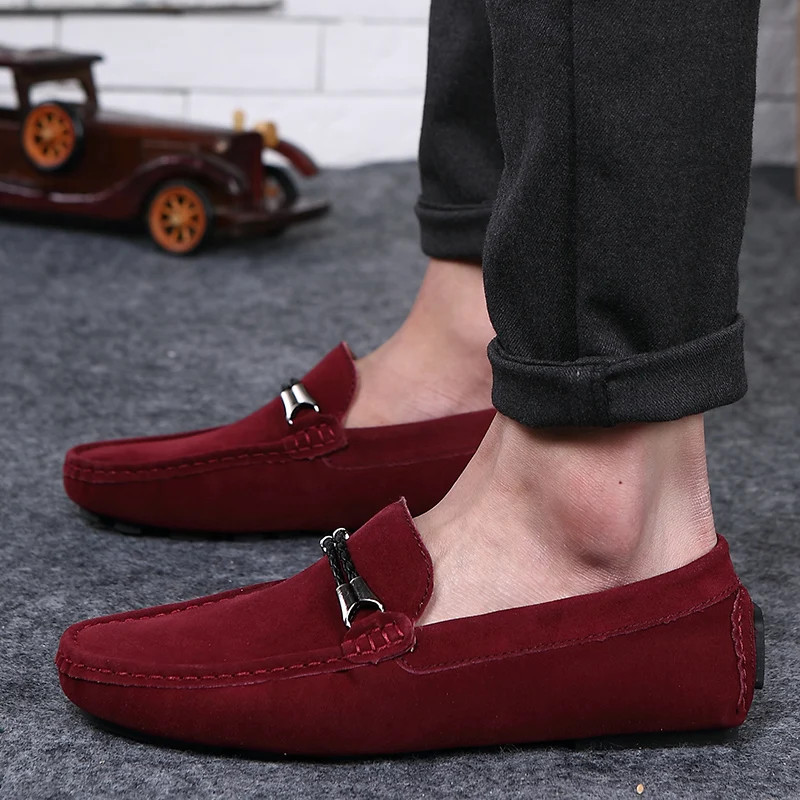Beans Shoes Low Cut Flat Men’s Leather Driving Shoes Moccasin Leiuse Boat Shoes
