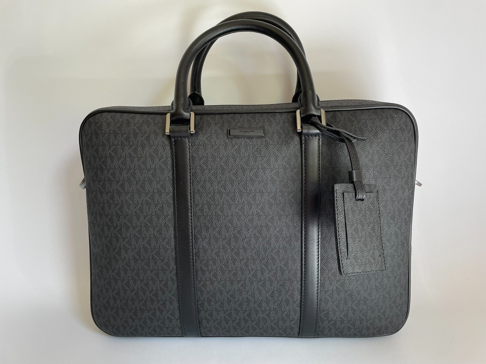 Michael Kors Jet Set Mens Large Briefcase Laptop Bag MK Black Signature NWT $398