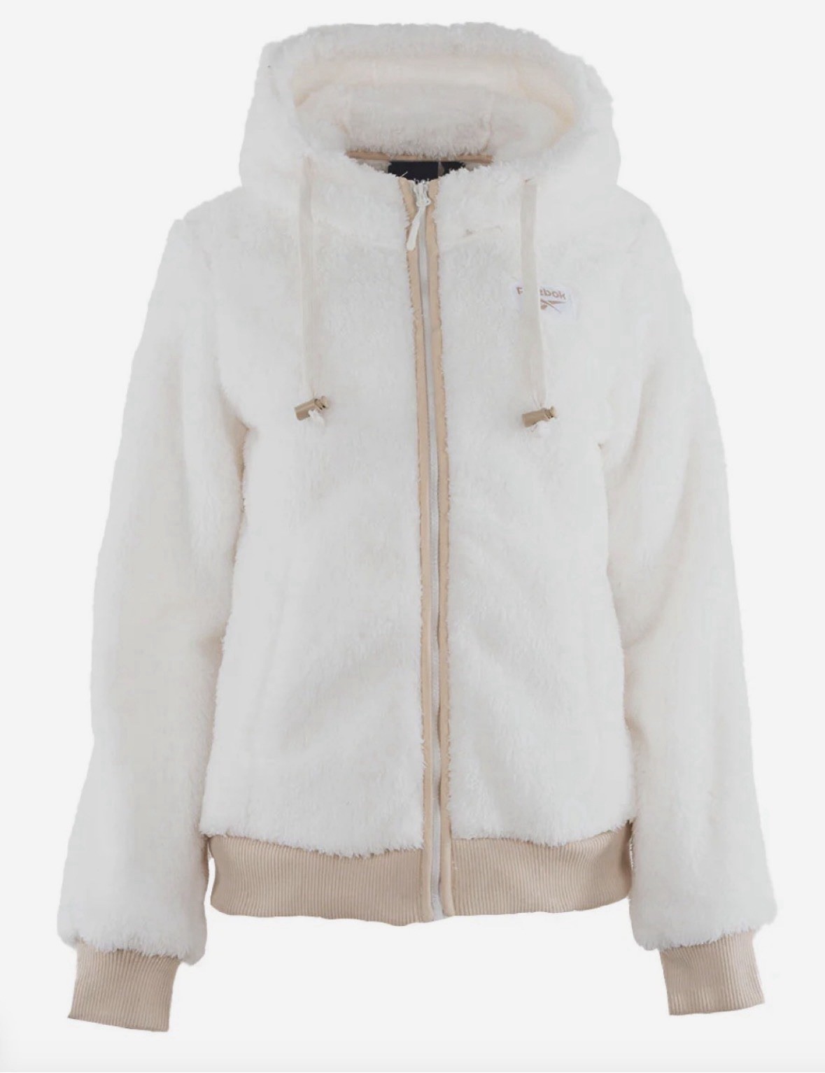 Reebok Women’s Drawstring Hooded Heavy Mountain Jacket Faux Fur Cream M $95