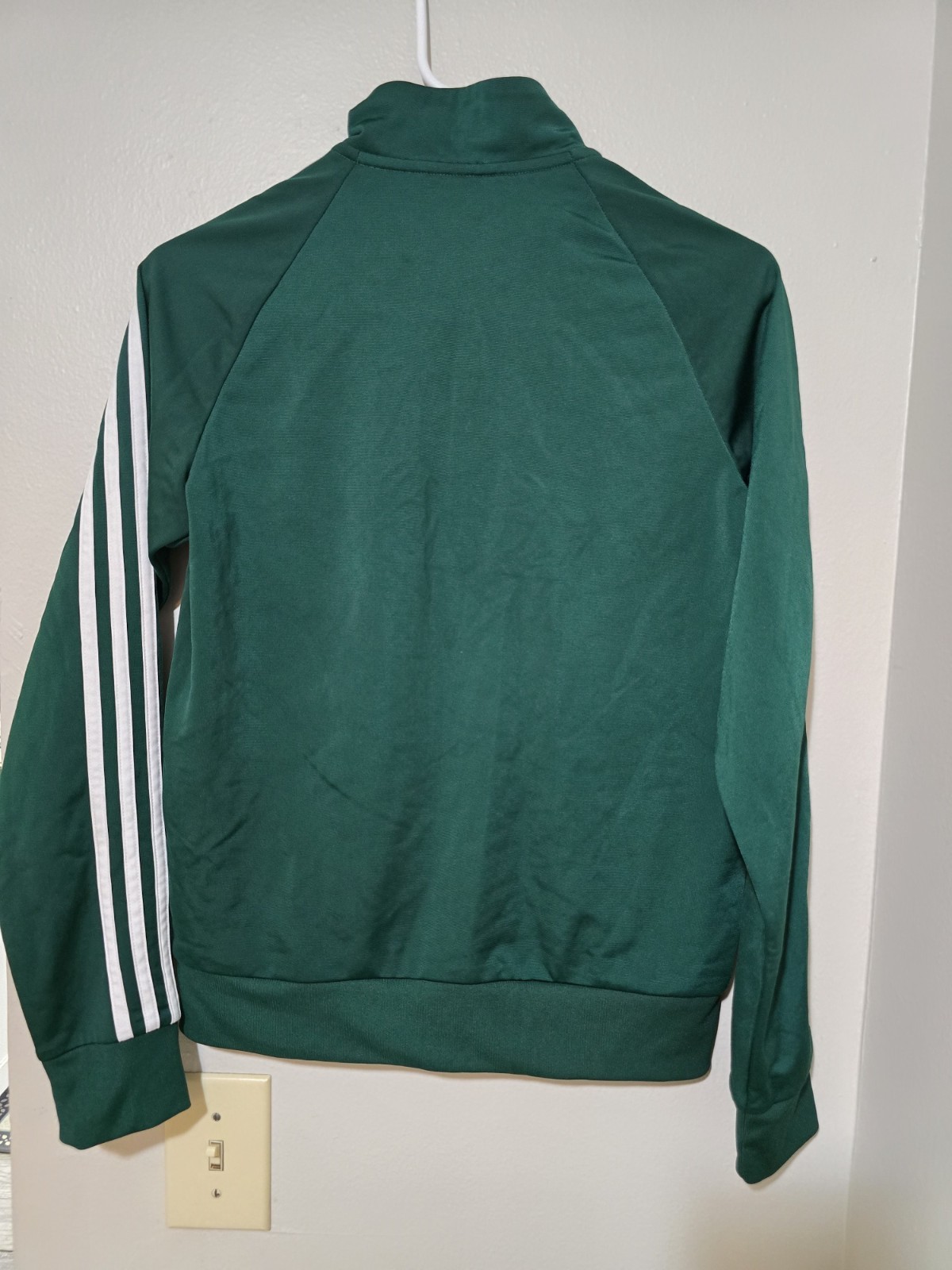 Adidas Essentials 3-Stripes Track Jacket Size S Green White Full Zip IM2821