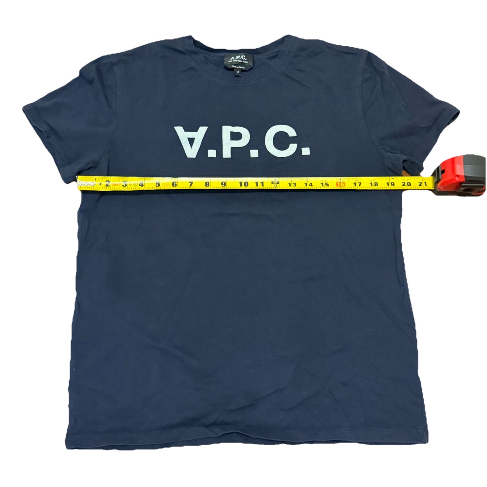 A.P.C. Rue Madame Paris VPC Logo T-Shirt Navy Blue Short Sleeve Men’s Medium