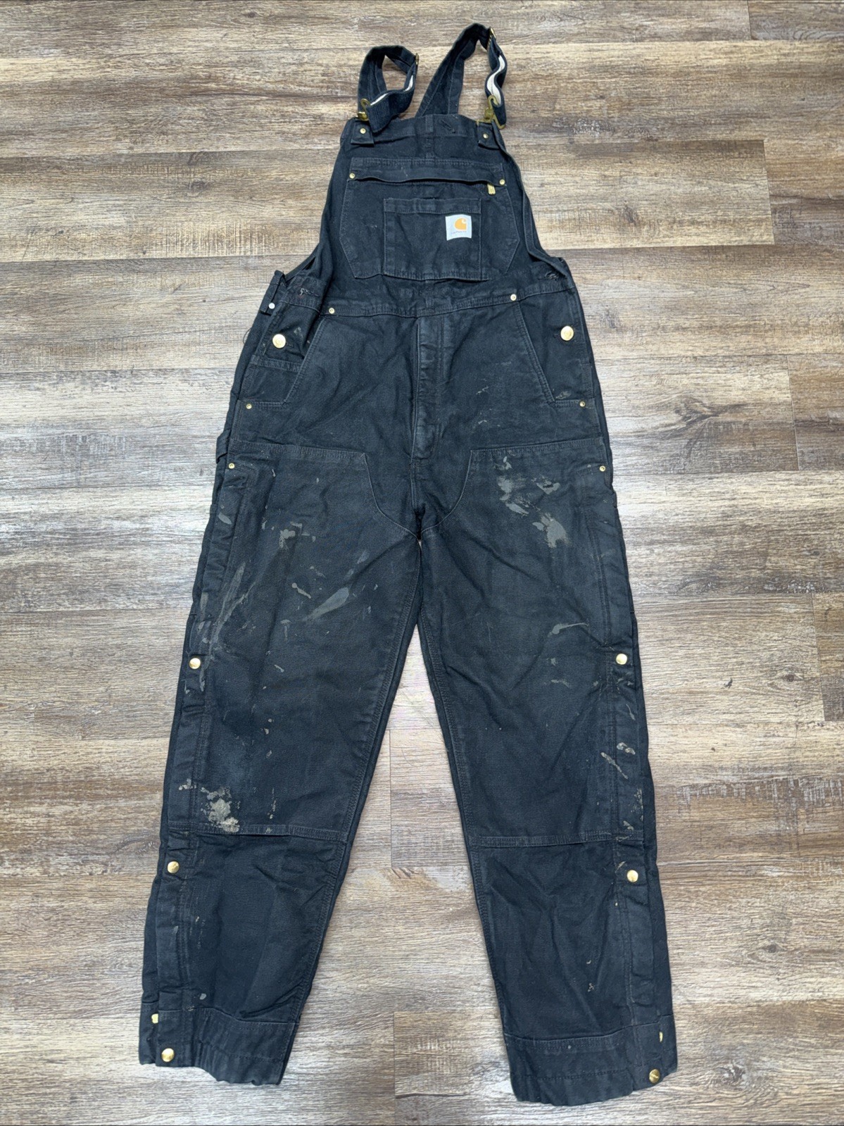Carhartt Duck Insulated Bib Overall Black Mens Size Regular 104393-BLK