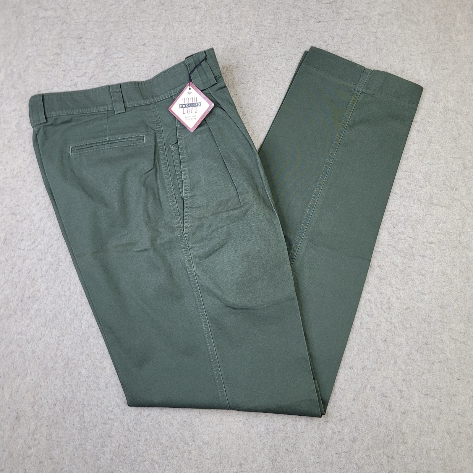 Savane Pants Mens 32×34 Green Pleated Business Process 2000 Vintage Cotton NEW