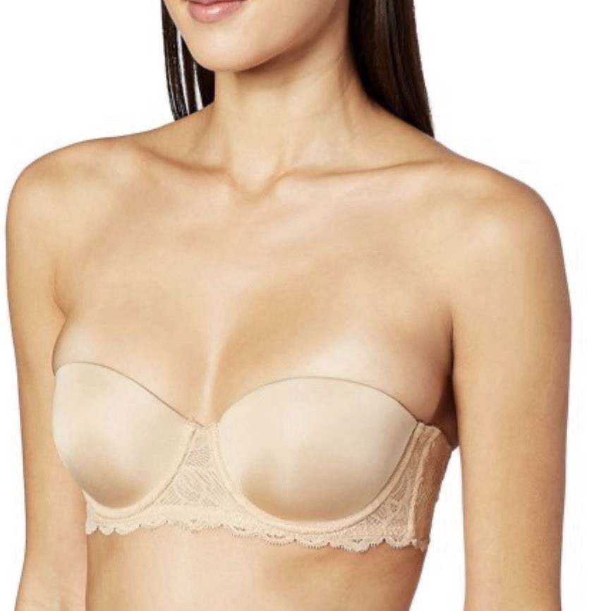 Calvin Klein Seductive Comfort Customized Strapless Push-Up Bra Beige, Size-36D