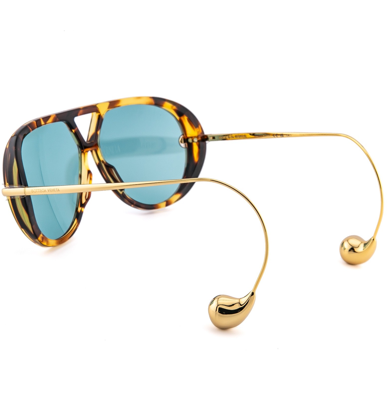 BOTTEGA VENETA 1273 DROP BV1273S Metal Havana Green Unisex Pilot Sunglasses 007