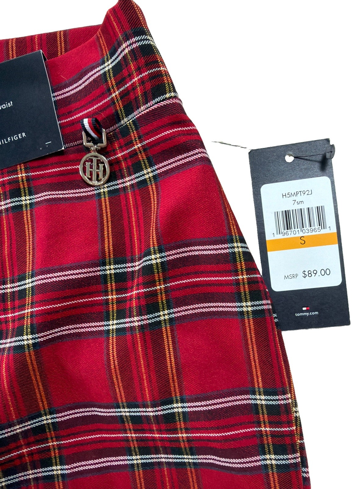 Tommy Hilfiger Tribeca Skinny Red Plaid Pants THFlex Stretch Size Small New!
