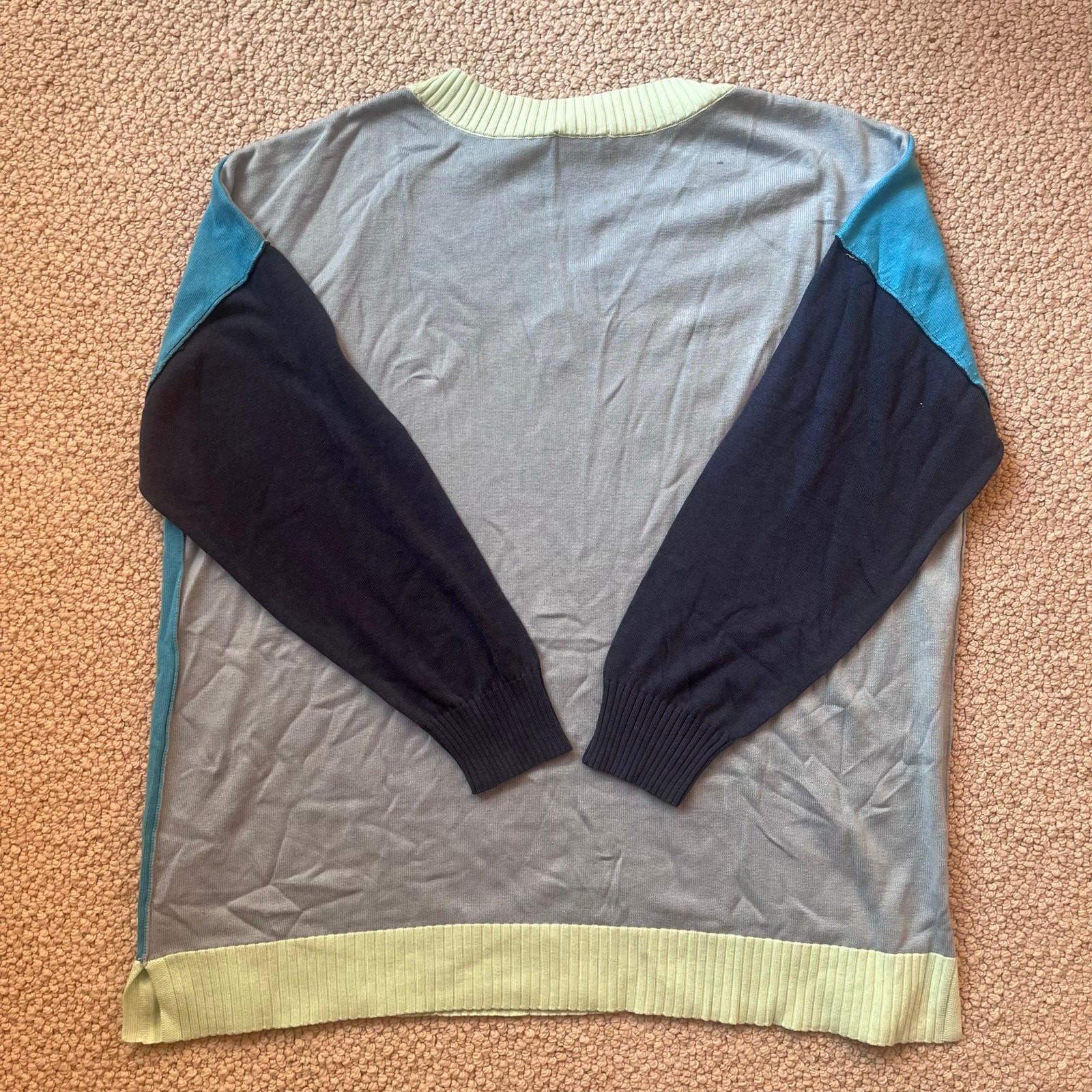 Belle by Kim Gravel Laguna Blue Pop of Color Color Block Sweater