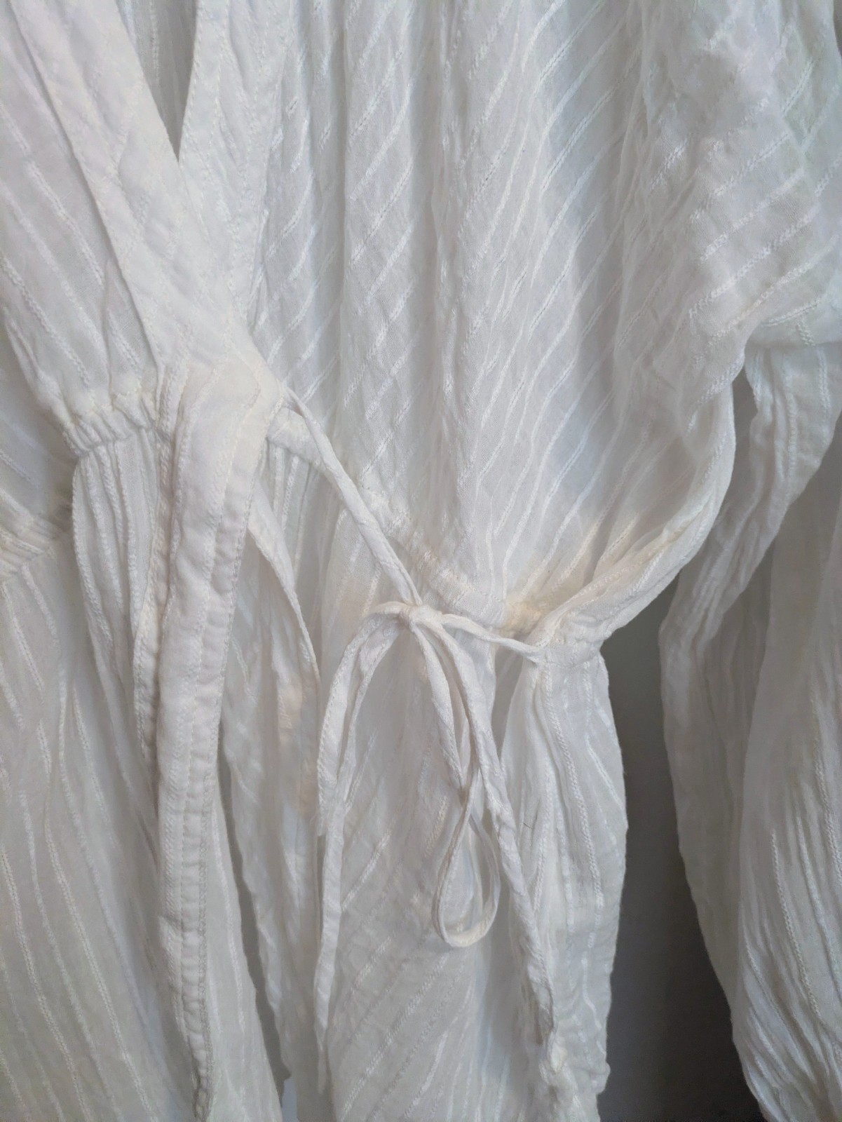 Pilcro White Solid Woven Wrap V-Neck Long Sleeve Tie Blouse Size XL