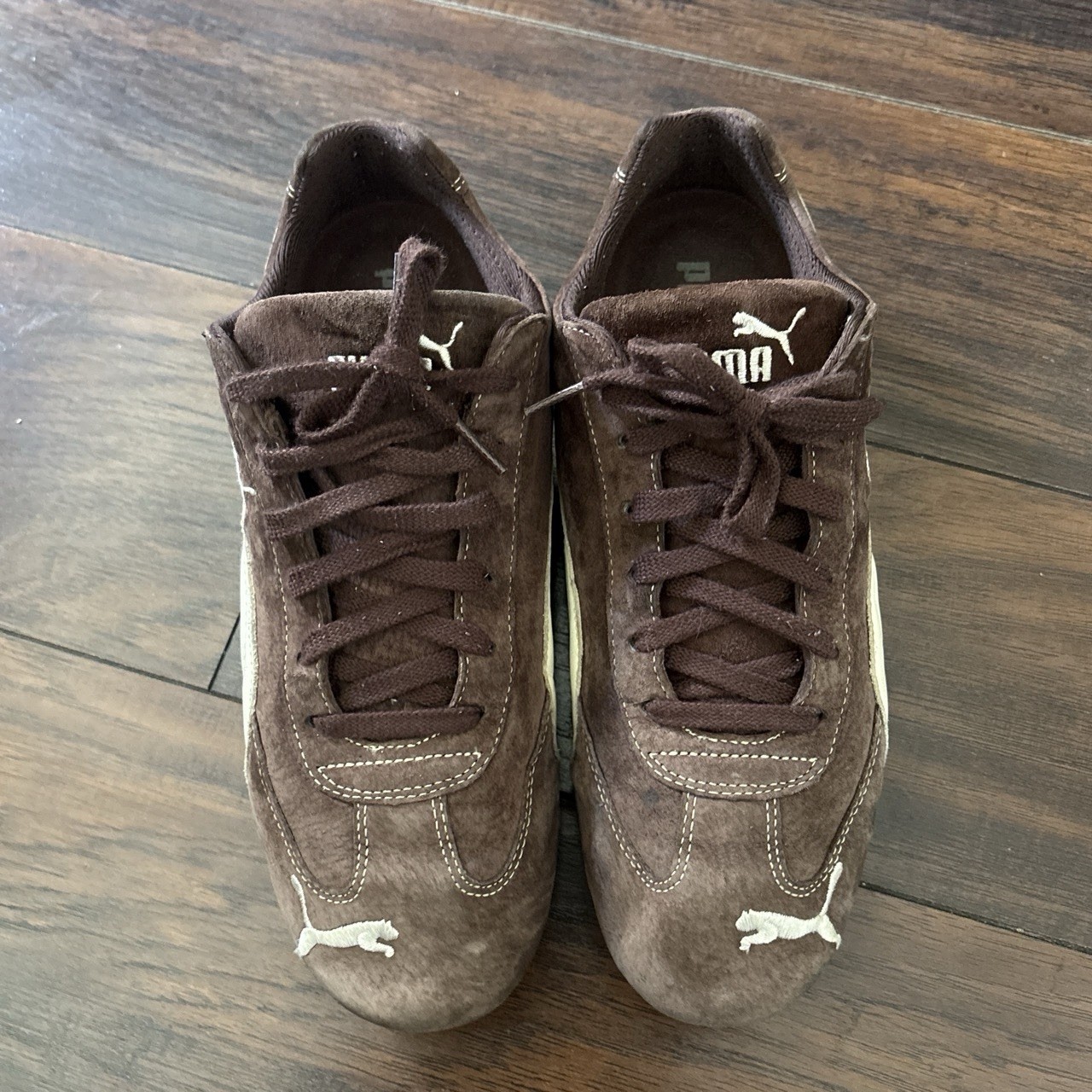 PUMA Men’s Brown Suede Low Top Lace-Up Sneakers Solid Rubber Outsole