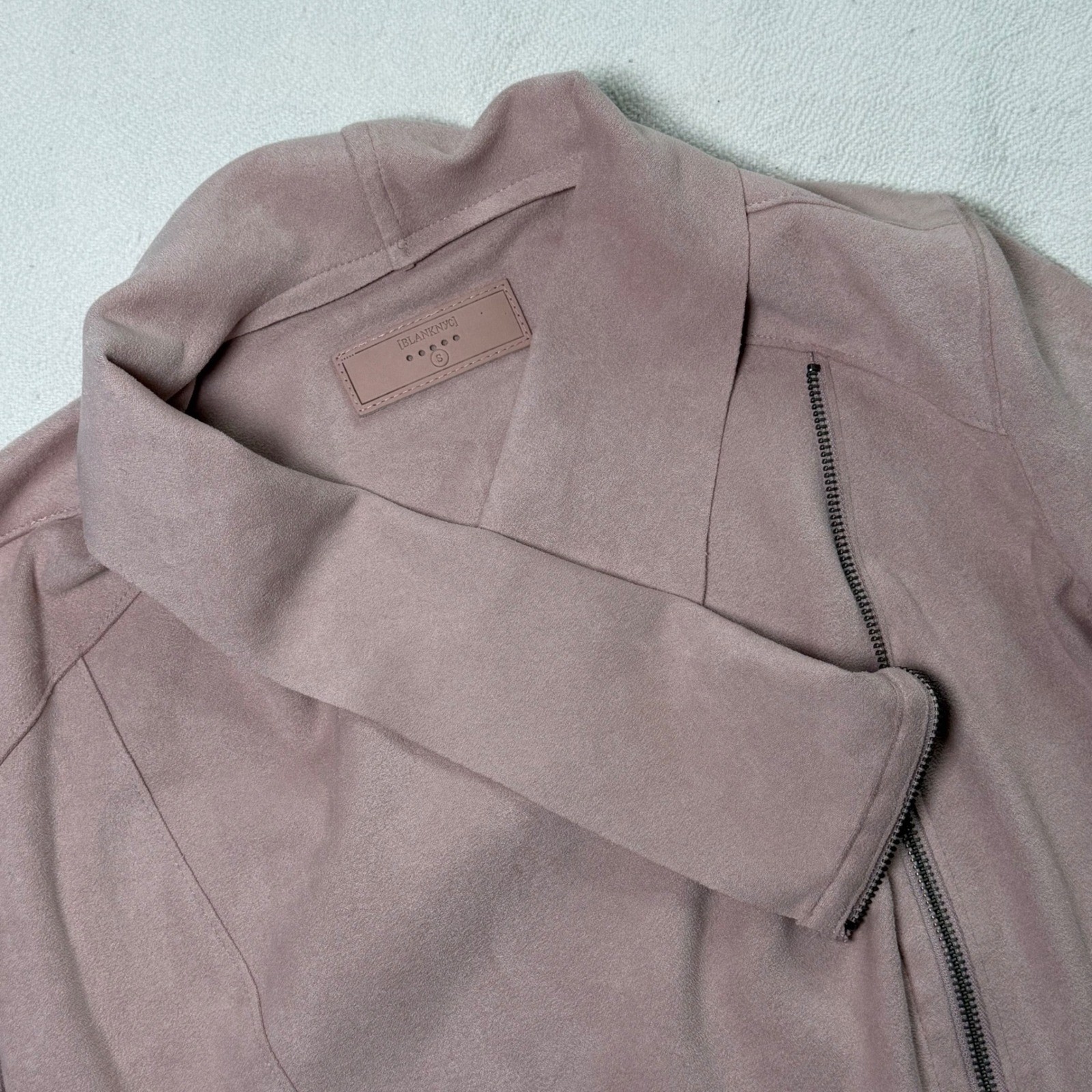 BLANKNYC Womens Faux Suede Drape Front Jacket Pink Small 76X-9020NO