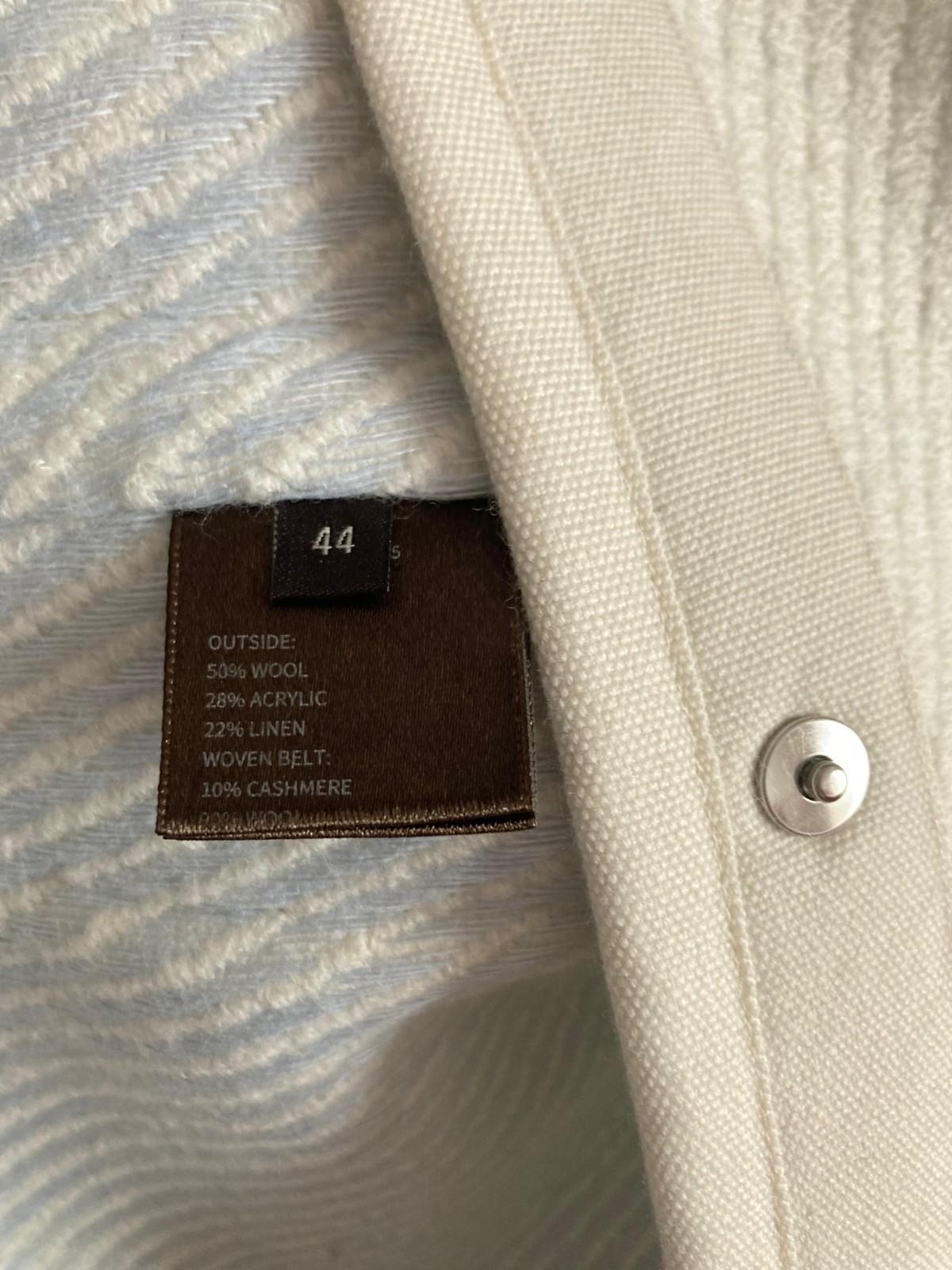 Loro Piana US/M – IT/44 Cream Wool Textured Knit Jacket Italy New