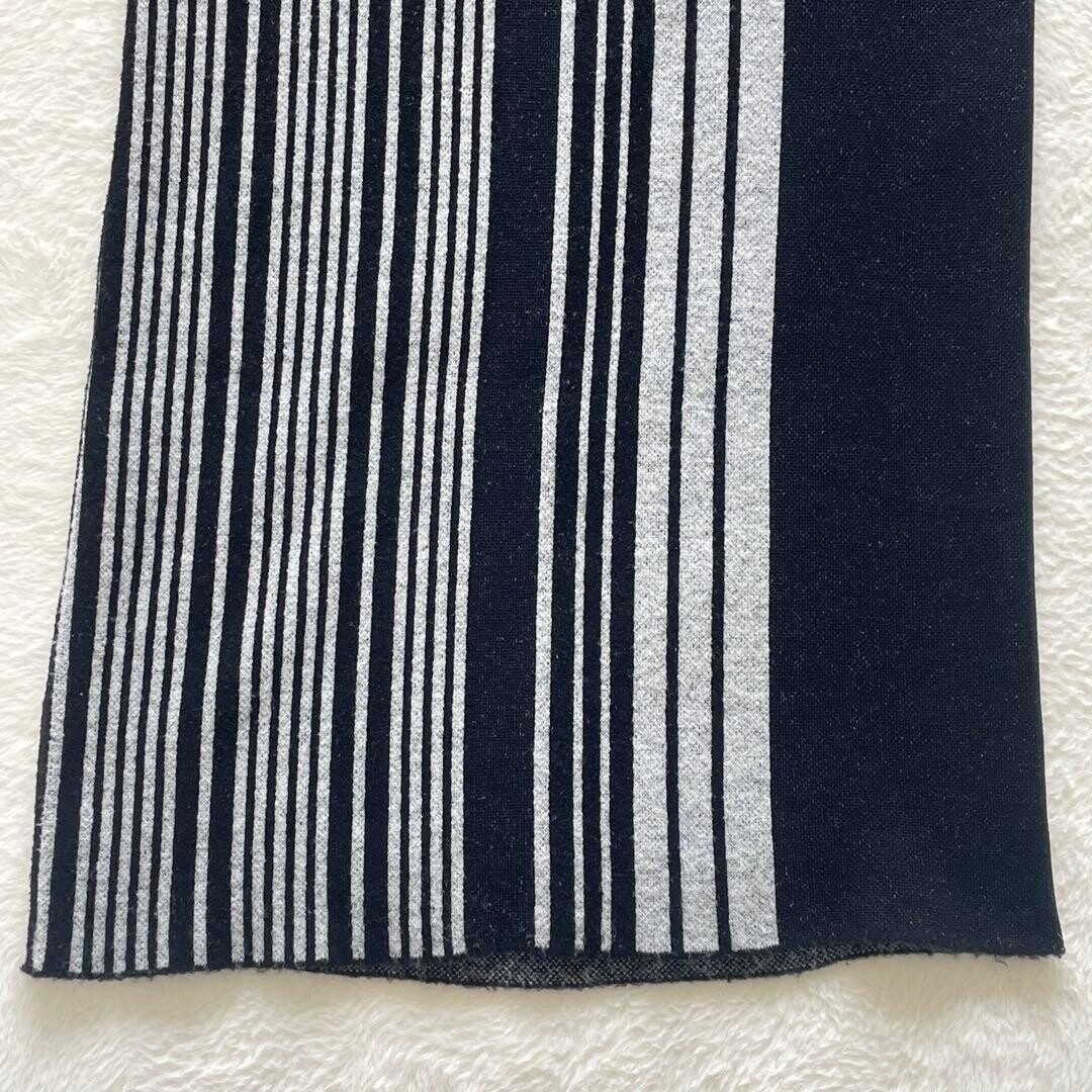 Mame Kurogouchi Multi Stripe Jacquard Knit Dress High Neck Black White Auth