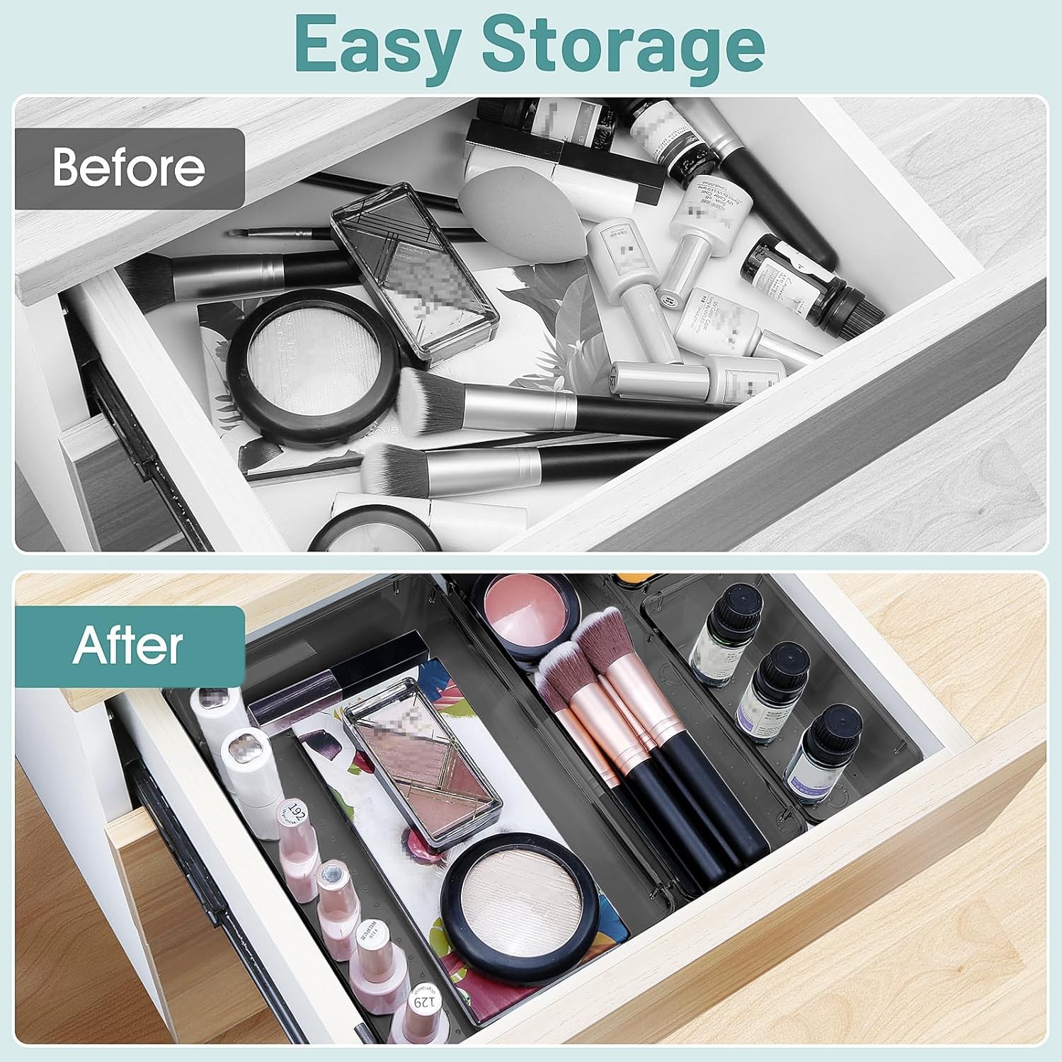 Plastic Drawer Organizer Set, Desk Drawer Divider Organizers and