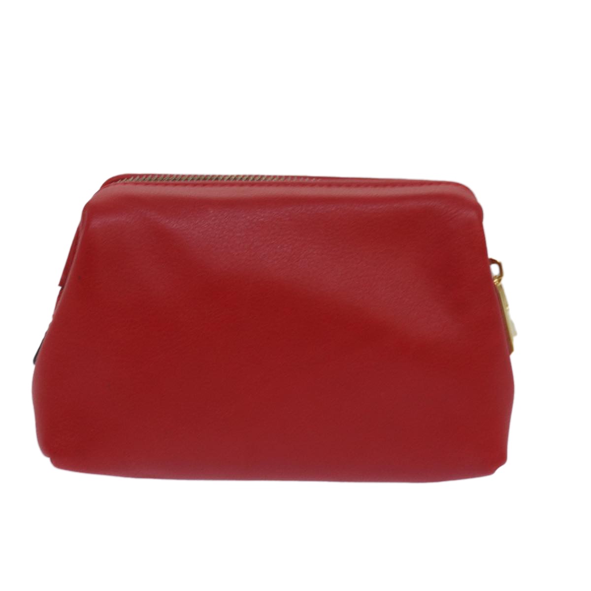 CELINE Pouch Leather Red Gold Auth bs16782
