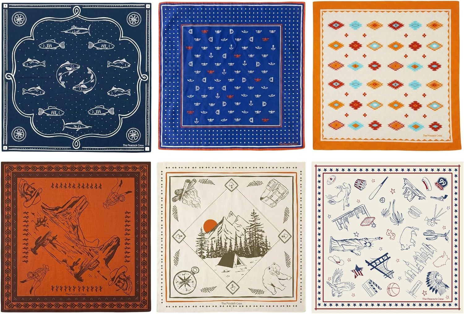 Premium Soft Cotton Bandanas Pack for Men and Women Paisley 22 X 22 Inches