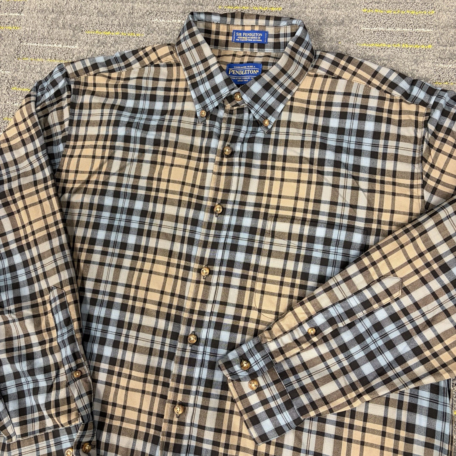 Pendleton Sir Pendleton Worsted Wool Tartan Plaid Shirt Men’s XL Long Sleeve
