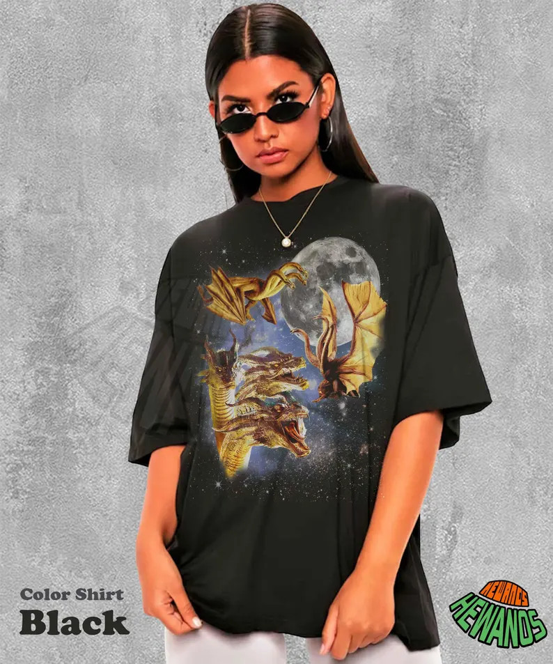 Giant Monster Dragon Moon Retro Vintage Comfort Tee
