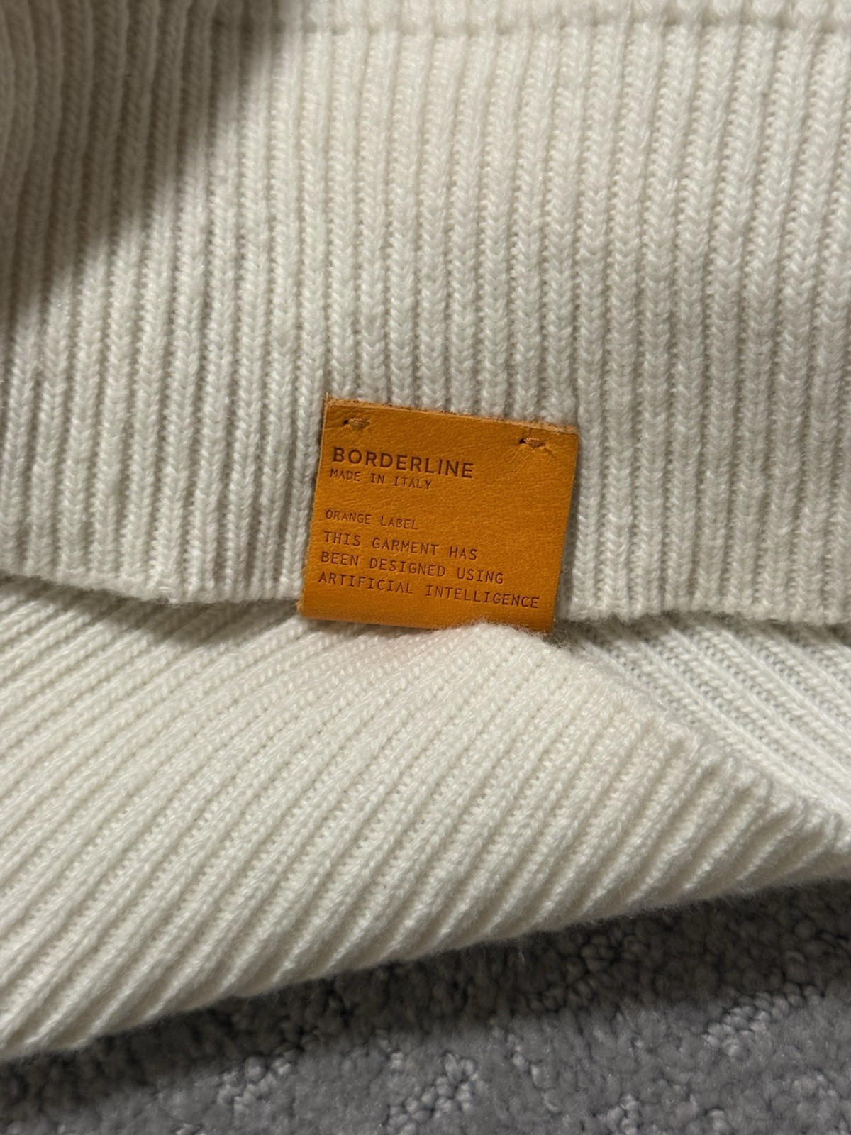 Borderline Ivory Ribbed Merino Wool Cashmere Crew Neck Pullover Sweater M