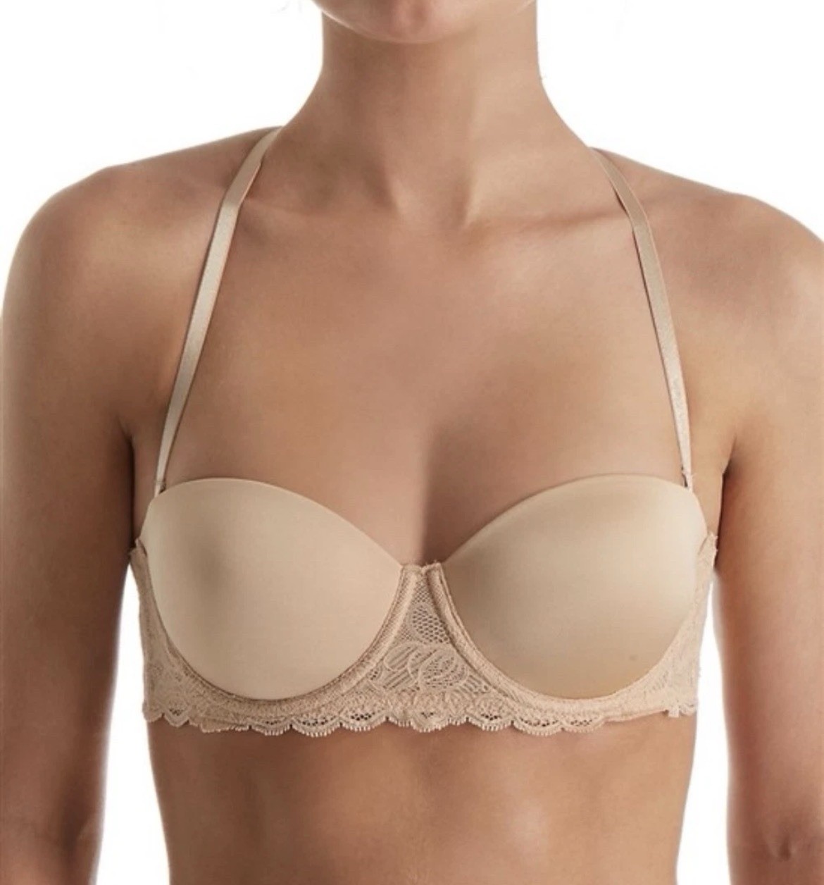 Calvin Klein Seductive Comfort Customized Strapless Push-Up Bra Beige, Size-36D