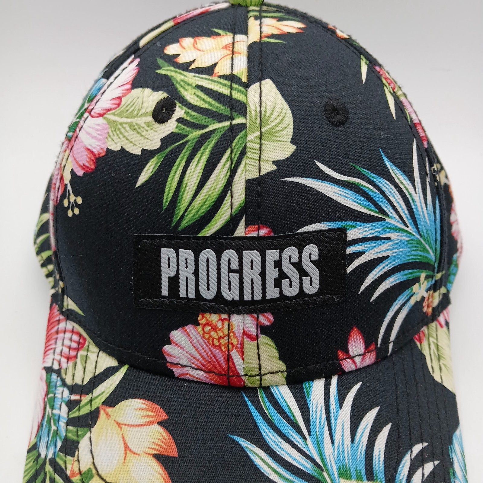 Hawaiian Tropical Hat Cap Snapback Progress Multicolor Floral Pattern Script