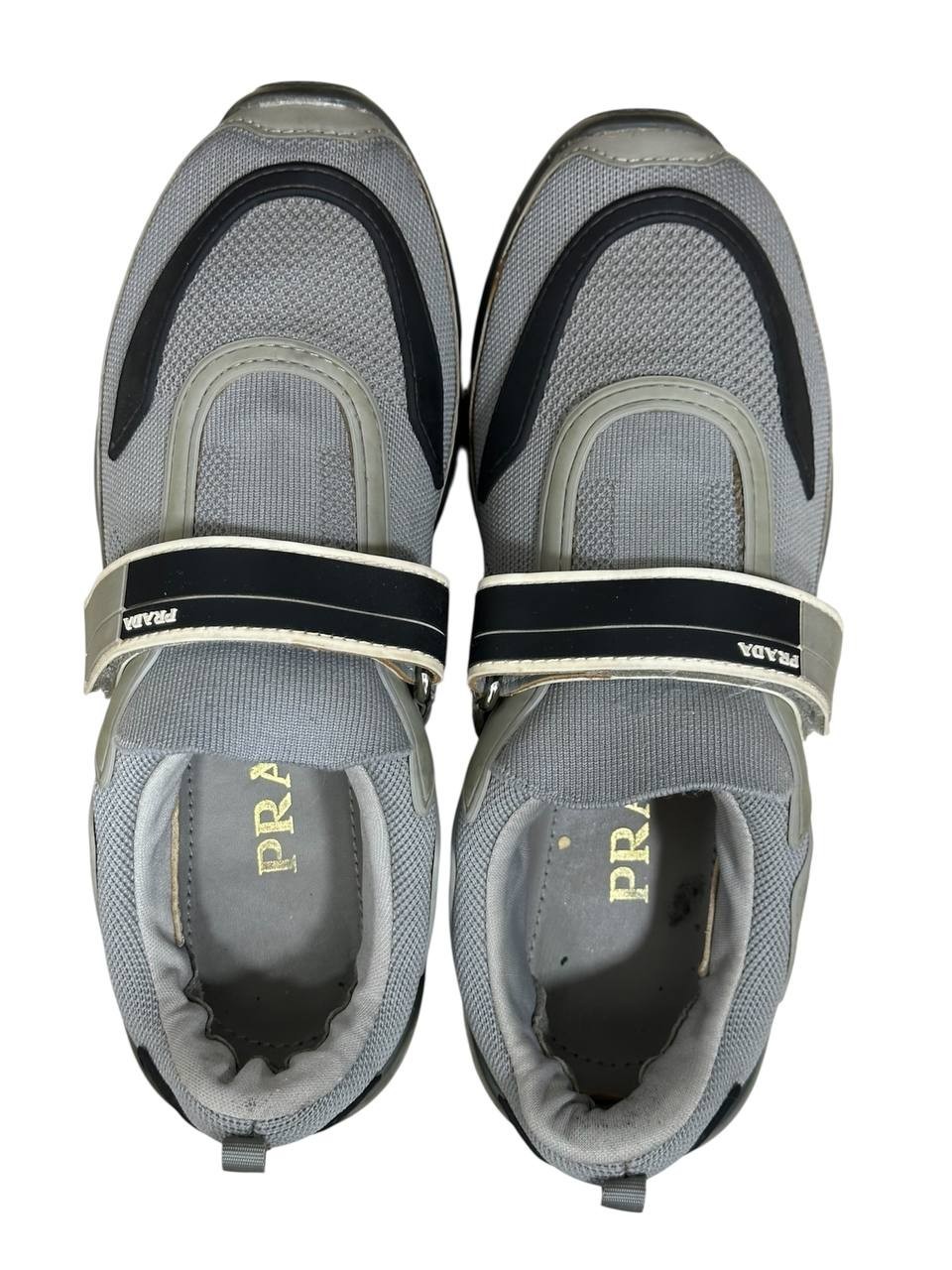 Prada Cloudbust Grey Sneakers Strap Mesh Leather Chunky Sole 25cm UK 6.5